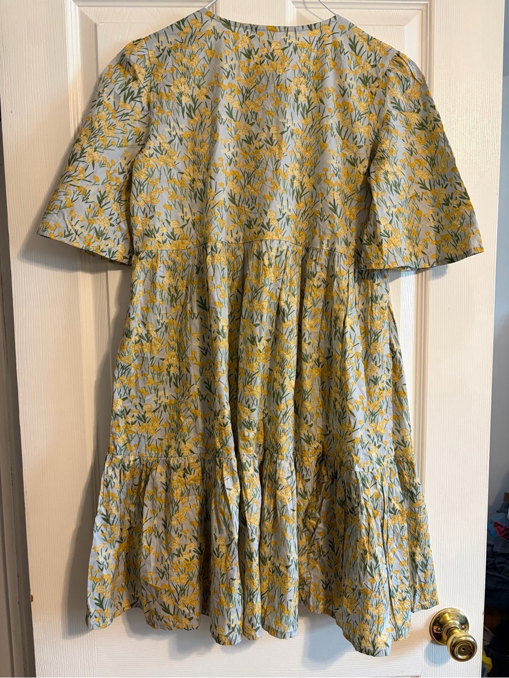 NWT Mata Traders Thais Tiered Midi Dress XS Navy Yellow Botanical Floral Cotton - Picture 6 of 6
